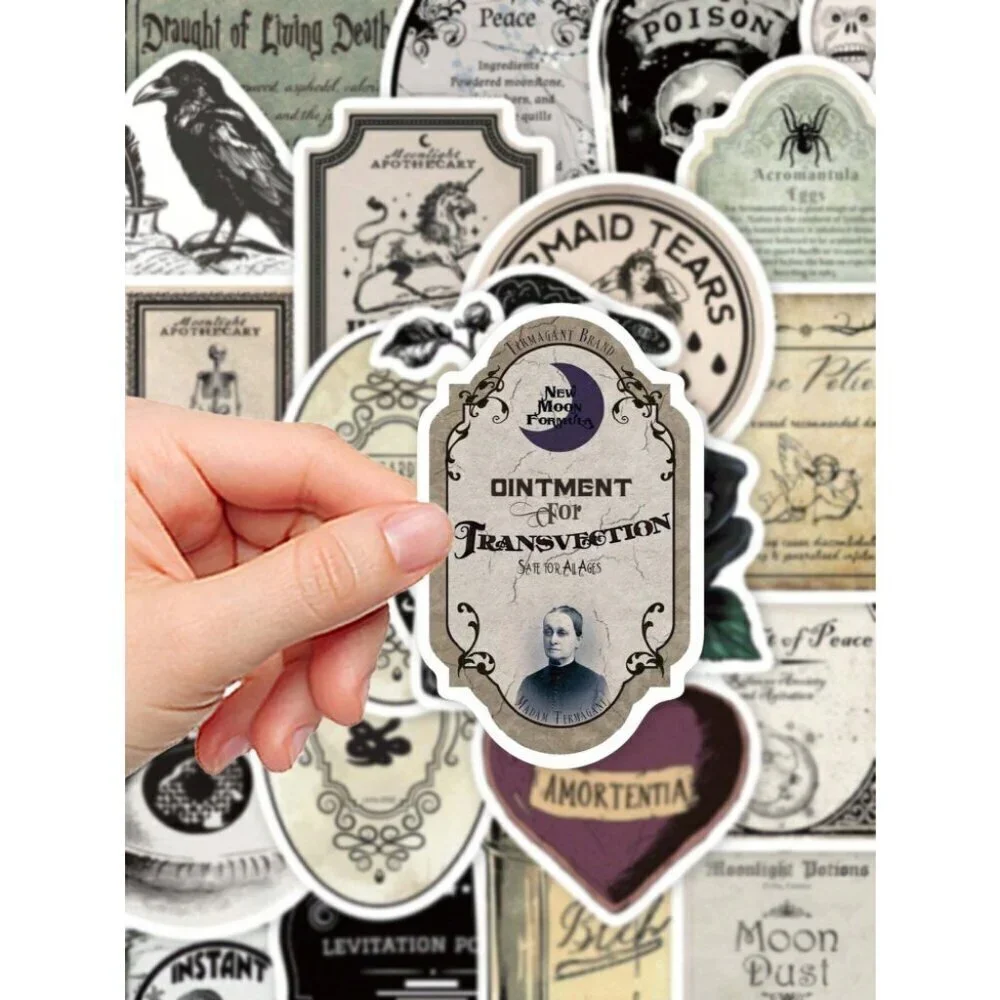 50pcs Gothic Apothecary Vintage Magic Potion Sticker Labels For Notebook